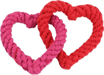 BoomBone Interlocking Heart Dog Rope Toy, Valentines Day Pet Toys for Small Medium Dogs
