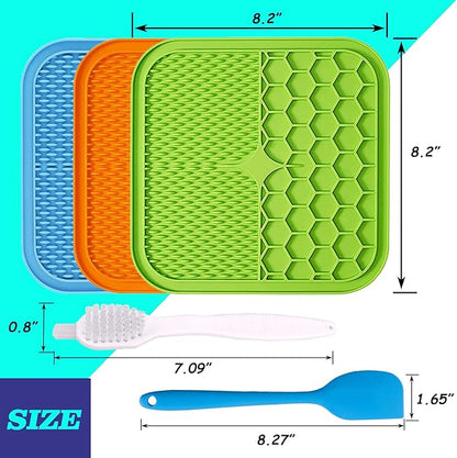 Dog Licking Mat, 3 Pcs Large Licking Mat for Dogs with Suction for Anxiety, Peanut Butter Dog Licking Mat Slow Feeder Dispensing Treater Lick Pad for Dogs Cats Grooming Bathing and Training
