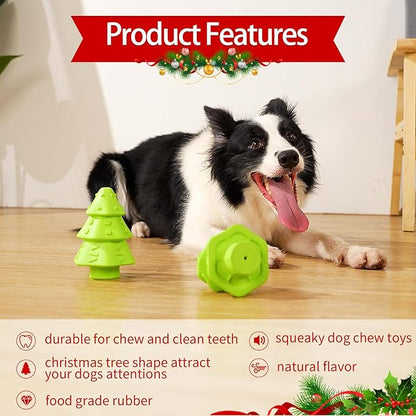 Christmas Dog Toys,Christmas Tree Shape Dog Chew Toys for Aggressive Chewers,Indestructible Tough Durable Squeaky Dog Toys,Puppy Dog Chew Toys for Small Medium Large Breed