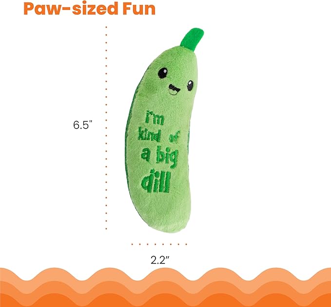 Catstages Crunchy Pickle Kicker Cat Toy – Plush Crinkle Toy with Catnip and Dental Mesh, 6.5"