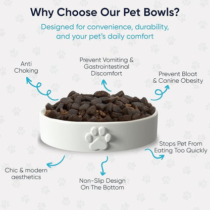 Slow Feeder Dog Bowls – Dog Bowl Slow Feeder – Microwaveable Dog Slow Feeder for All Breeds – Lead and BPA-Free Ceramic Pet Bowl – Pet Feeder for Fast Eaters