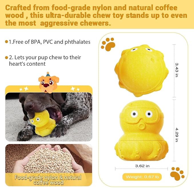 Dog Toys for Aggressive Chewers, Dog Enrichment Toys, Anxiety Relief for Dogs Toy, Indestructible Frozen Treat Toy National Pet Day Gifts for Large Dogs Reduces Anxiety, Octopus