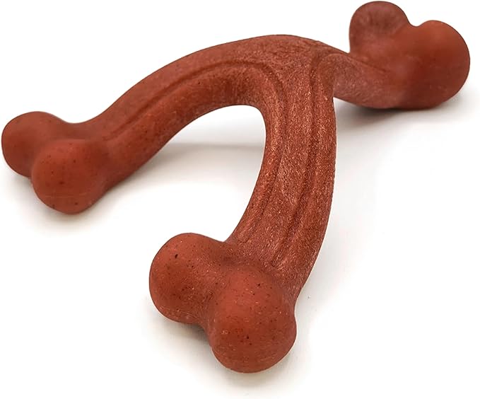 Nylabone Strong Chew Wishbone Dog Toy Made with Real Bacon, Durable Chew Toys for Aggressive Chewers, Long Lasting Dog Bone, Keeps Dogs Busy, Large Breeds - Up to 50 lbs