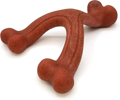 Nylabone Strong Chew Wishbone Dog Toy Made with Real Bacon, Durable Chew Toys for Aggressive Chewers, Long Lasting Dog Bone, Keeps Dogs Busy, Large Breeds - Up to 50 lbs