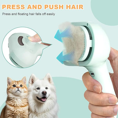 Pet Steam Brush for Dogs and Cats, 3 in 1 Steam Grooming Brush for Hair Shedding and Removal, Cleaning Spray Comb with Mist for Long-Haired Pets
