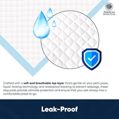 American Kennel Club Scented Puppy Pads –Large Size – 30x26 Ultra Absorbent 6-Layer Pee Pads with Odor Control & Quick-Dry Gel – Fresh Scent – 50 Count (Fresh Scented, 26x30) (Pack of 2)