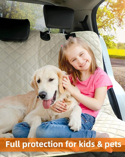 PETICON Waterproof Scratchproof Pet Bench Seat Covers for Cars, SUVs, Nonslip Durable Back Seat Cover for Dogs, Washable Backseat Protection