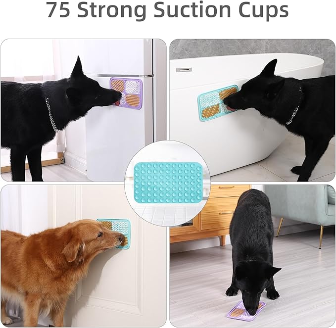 MateeyLife 2PCS Large Lick Mat for Dogs with Suction Cups, Slow Feeder Bowls, Cat Lick Mat for Anxiety Relief, Dog Toys to Keep Them Busy, Enrichment Toys for Bathing, Cat Licking Pad for Boredom