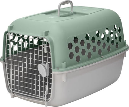 26" Plastic Portable Dog Kennel, Green – Lightweight Travel Crate for Medium Dogs Cat, Durable & Ventilated, Indoor/Outdoor Use