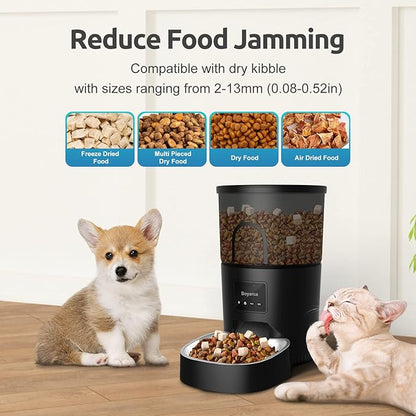 Boyarca Automatic Cat Feeders with App,WiFi Tuya Smart Automatic Pet Feeder with Timer Auto Dry Food Dispenser for Cats and Small Dogs,1-10 Meals/Day,1-12 Portions/Meal,3L