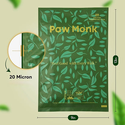 Paw Monk Certified Home Compostable Dog Poop Bags Rolls Refill-120 Bags, Extra Thick 20 Micron, Leakproof & Easy Open doggy poop bags, Unscented