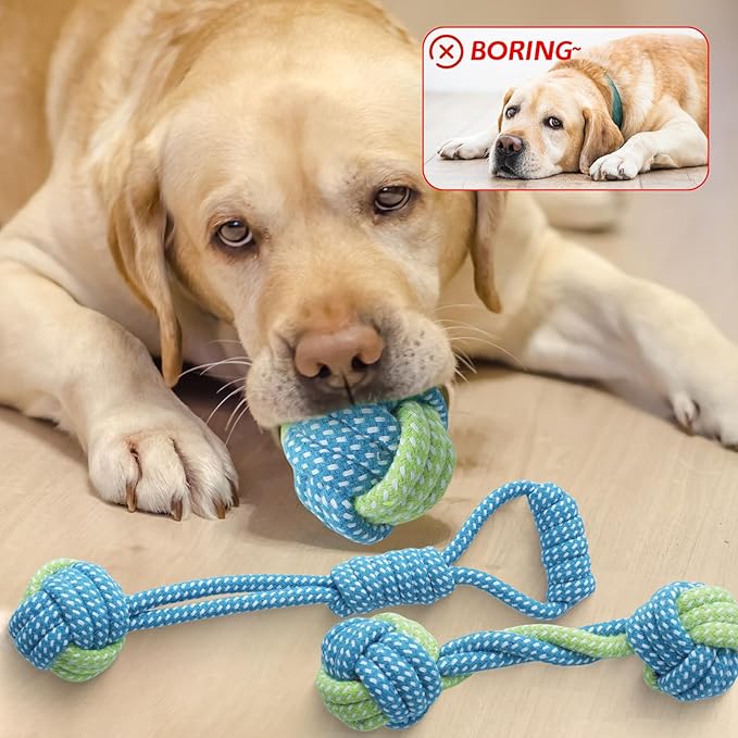 Dog Rope Toys 7 Pack, Puppy Teething Sturdy Cotton Chew Tug Ropes Indoor/Outdoor, Exercise Interactive Tug O'War Toys Set for Boredom Small-Meidum Dogs