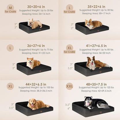EHEYCIGA Memory Foam Dog Bed Large Size Dogs, Orthopedic Dog Bed Large with Washable Removable Cover, Waterproof Pet Sofa Couch with Nonskid Bottom, 36x27x6, Black