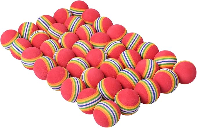 Gegong 50 Pieces Cat Toy Balls, EVA Sponge Pet Toy Balls, 3.5cm Interactive Ball for Cat Kittens and Puppies Quiet Play Light Ball (Rainbow Color)