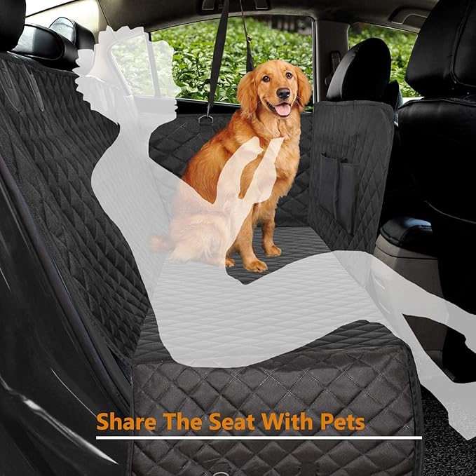 Dog Car Seat Cover for Back Seat, Waterproof Pet Seat Protector with Non-Slip Backing, Scratchproof Dog Backseat Cover for Cars, SUVs & Trucks