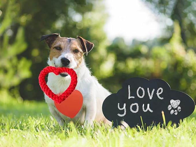Vehomy 3Pcs Dog Valentine's Day Toys Dog Rope Toys for Dog Teeth Cleaning I Shape Heart Shape U Shape I Love You Valentine's Day Cotton Rope Puppy Chewing Toys for Small Medium Pet Dogs