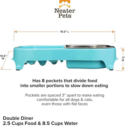 Neater Pet Brands Neater Slow Feeder Dog Bowls, Slows Down Fast Eating to Prevent Vomiting, Overeating, & Bloat, Dog Slow Feeder Bowl with Wide, Non-Slip Base, Holds 2.5 Cups Food and 8.5 Cups Water