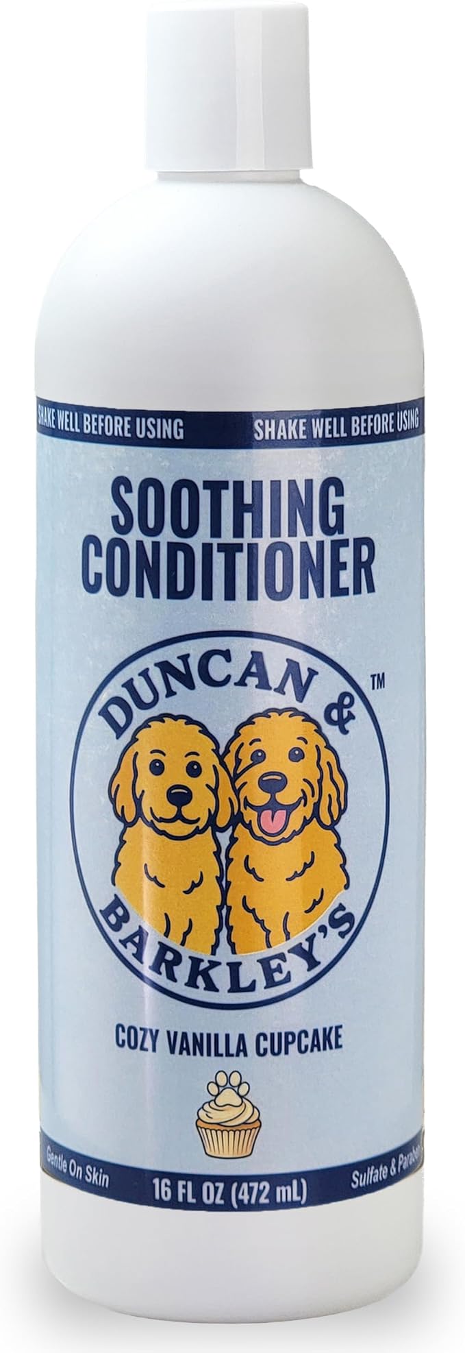 Duncan & Barkley’s Soothing Dog Conditioner – Moisturizing Formula for Dry, Sensitive Skin - Lightweight, Rinse-Clean Finish - Vanilla Cupcake Scent - 16 oz