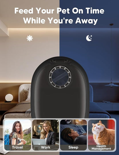 WOPET Automatic Cat Feeder– 48H Programmable Pet Food Dispenser with Ice Pack for Freshness, Yogurt & Canned Meals – Perfect for Cats, Kittens & Small Dogs