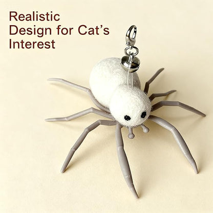 2Pcs Cat Toy Spider Refills – White & Black Heads with Bell/Lobster Claw, Feather Wand Replacement for Kitten Interactive Play