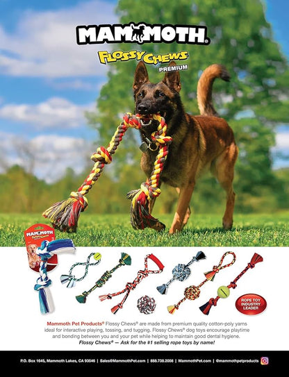 Mammoth Pet Products Flossy Chews Multi Color Monkey Fist Ball with Rope Ends - Premium Cotton-Poly Rope Tug Toy for Dogs - Interactive Dog Tug Toy - Heavy Duty Dog Toy with Rope Ball for Big Dogs - Jumbo, 20” - Assorted Colors