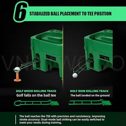 Electric Golf Ball Launcher, Auto-Dispensing 35 Balls Adjustable Height with 5000mAh Battery for Indoor Driving Range