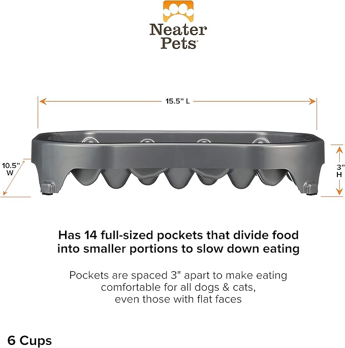 Neater Pet Brands Neater Slow Feeder Dog Bowls, Slows Down Fast Eaters to Help Digestion & Prevent Overeating, Non-Slip Dog Bowl, BPA-Free, Holds 6 Cups of Food for Medium to Large Breed Dogs or Puppy