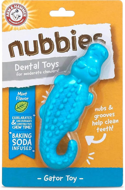 Arm & Hammer for Pets Nubbies Dental Toys, Gator - Dental Chew Toy for Dogs for Moderate Chewers - Reduces Plaque & Tartar Buildup Without Brushing - 2 Pack