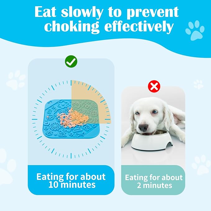 8 Inch Dog Feeding Mats Square Pet Slow Feeders Anti Gulping Healthy Eating, Silicone Bowls Design for Small Medium Size Dogs and Cats (OrangeBlueGrey1)