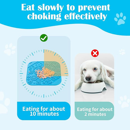 8 Inch Dog Feeding Mats Square Pet Slow Feeders Anti Gulping Healthy Eating, Silicone Bowls Design for Small Medium Size Dogs and Cats (OrangeBlueGrey1)