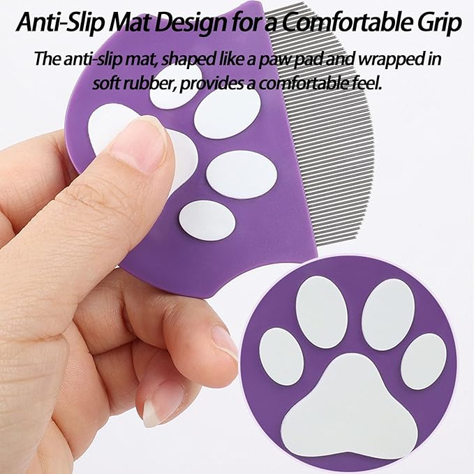 Pet Detangling Flea Comb, Dog Facial Eye Comb, Stainless Steel Tear Stain Remover, Round-Head Grooming Comb for Dog Cat (Green)