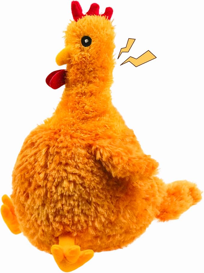 3 Pack Squeaky Stuffed Dog Toys – Fat Plush Chicken Chew Toy, Cute & Funny Interactive Puppy Toy for Small, Medium & Large Dogs(Orange Chick)