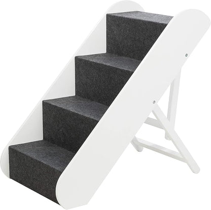 Trixie Dog Stairs with Nonslip Carpet - 4 Step Pet Stairs for Beds and Couches - Easily Adjustable - in White