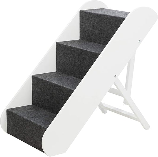 Trixie Dog Stairs with Nonslip Carpet - 4 Step Pet Stairs for Beds and Couches - Easily Adjustable - in White