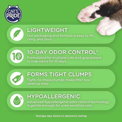 Cat's Pride Premium Lightweight Clumping Litter: Complete Care - Up to 10 Days of Powerful Odor Control - Hypoallergenic - Multi-Cat, Unscented, 10 Pounds (Pack of 2)