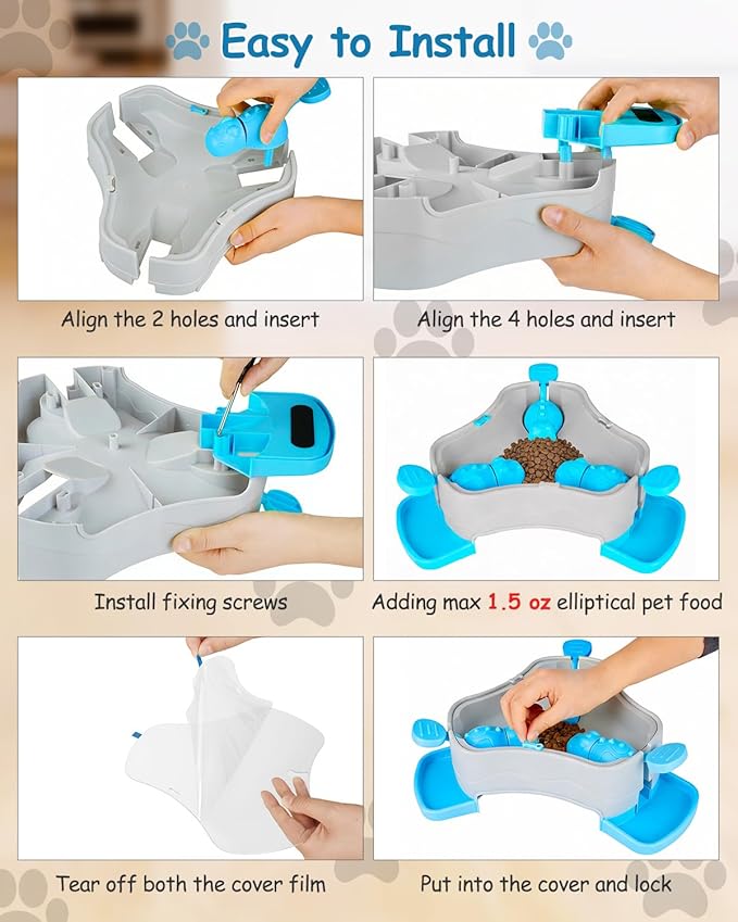 Dog Puzzle Toy, 3-in-1 Interactive Dog Puzzle Toys Press-Type Dog Treat Dispenser Toy Dog Enrichment Toy No-Slip Dog Slow Feeder Interactive Brain Training Toy for Smart Dog Cat, Blue