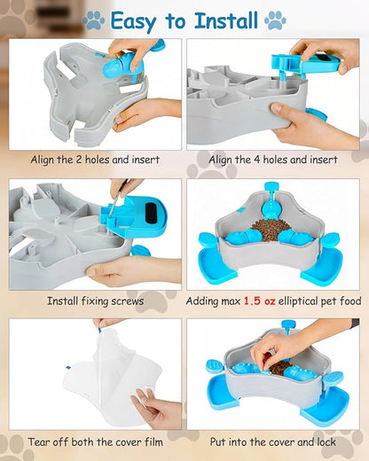 Dog Puzzle Toy, 3-in-1 Interactive Dog Puzzle Toys Press-Type Dog Treat Dispenser Toy Dog Enrichment Toy No-Slip Dog Slow Feeder Interactive Brain Training Toy for Smart Dog Cat, Blue
