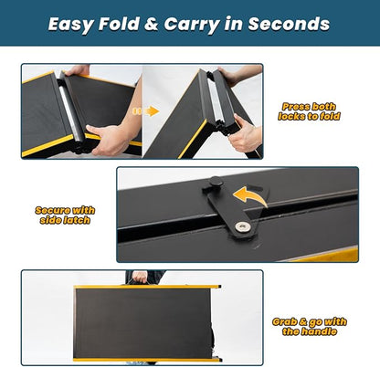 75” Dog Ramp for Car, Extra Long & Wide Pet Ramp for Large Dogs up to 300LBS, Heavy Duty Folding Dog Car Ramp for SUV/Truck/RV with Soft EVA Mat & Auto Lock, Portable Dog Ramp for SUV,Black