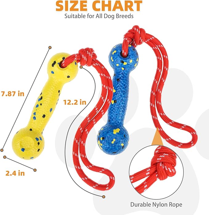 KOOLTAIL Floating Dog Pool Toys, Tough Interactive Water Fetch Bumpers with Durable Rope for Small Medium Large Dogs, 2 Pack Bright Dog Chew Toys Summer Outdoor Training Teething, Yellow&Blue