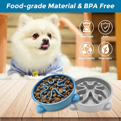 VANNON 2 Pack Slow Feeder Dog Bowls Non Slip Puppy Bowl Durable Dog Puzzle Feeder Bloat Stop Food Bowls for Puppy and Small Dogs, BPA Free, 1 Cup