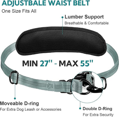 Hands Free Dog Leash with Pouch, Double Leash for Two Dogs, Retractable Bungee with Double Padded Handles, Dog Waist for Dog Walking, Running for Dogs, Dog Walking Accessories