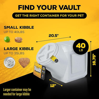 Vittles Vault Traditional Pet Food Storage Container For Dog Kibbles/Bird Seed/Oatmeal/Rice/Flour/Cereal, BPA Free Plastic, Sealed Airtight For Cat Food, Up To 40 lb, Made in USA, With Scoop, Gray