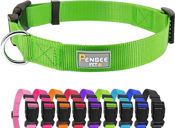 Dog Collar Green Basic Dog Collars with Breathable Quick Release Nylon Pet Collar for Puppy Small Medium Large Dogs Boy Girl