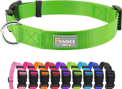 Dog Collar Green Basic Dog Collars with Breathable Quick Release Nylon Pet Collar for Puppy Small Medium Large Dogs Boy Girl