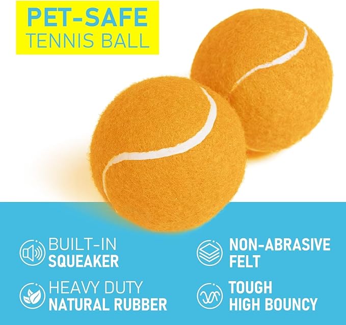 Prime Pets Dog Tennis Balls 3 Pack, 2.5” Durable High-Bounce Tennis Balls for Dogs, Squeaky Dog Ball for Fetch & Training, Outdoor Interactive Dog Toy Ball for Small and Medium Dogs