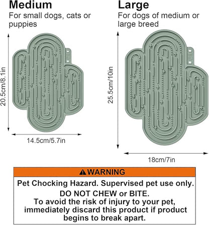 OHMO-Cactus Lick Mat for Dogs and Cats(2 Pack) Easy to Clean Pet Slow Feeder with Suction Cups, Licking Pad for Anxiety Relief and Boredom Reduction(Cactus&Light Green)