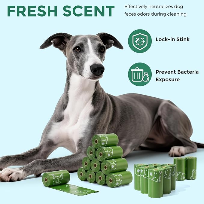 Dyforce Dog Poop Bags Rolls with Dispenser, 600 Count Value Pack Extra Thick Strong Leak Proof Poop Bags for Dogs Doggy, Scented Pet Waste Cat Litter Bags 9x13", Green