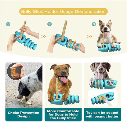 KADTC 2 in 1 Extra-Large Size Durable Dog Bully Stick Holder and Indestructible Fish Bone Chew Toy for Medium/Large Aggressive Chewers Breed Dogs