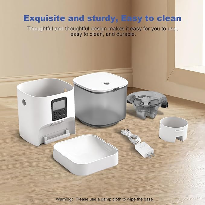 ANDOLL HOME Automatic Cat Feeder, 4L Cat Food Dispenser with 10s Voice Recorder, Pet Feeder up to 8 Meals per Day, Timed Dog Feeder with Dry Food Sealed Ring