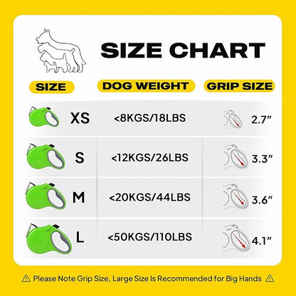 Fida Retractable Dog Leash, 16ft Heavy Duty Pet Walking Leash for Medium Dog or Cat up to 44 lbs, Tangle Free. One-Hand Brake (Medium, Green)